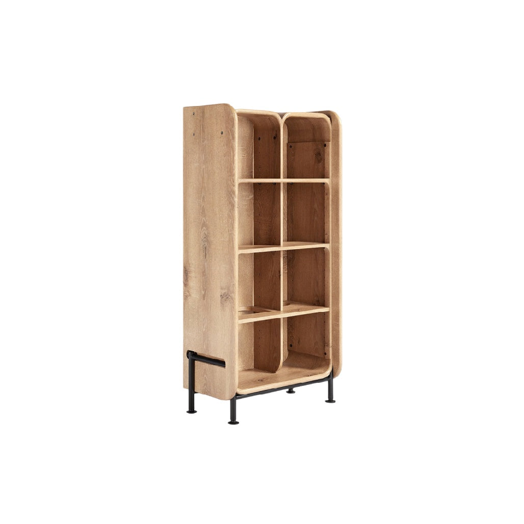 **Regał z drewna i metalu - Nowoczesny design z 6 półkami**
